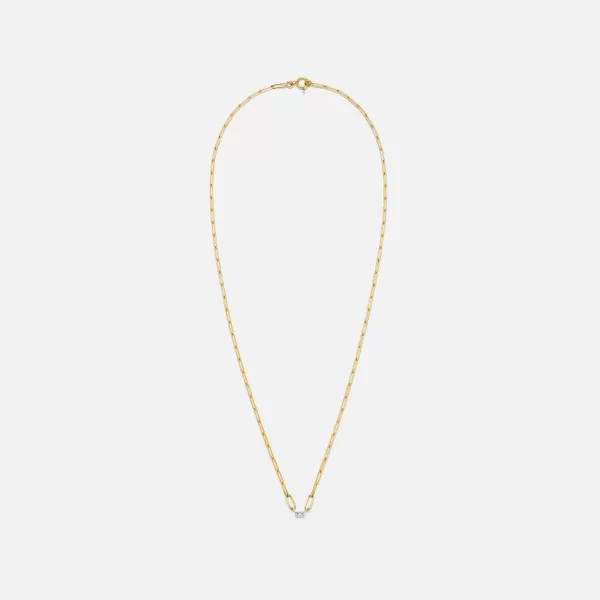 Collier Necklace Pm 1 Baguettes Clos Diamant Small Link | Yvonne Leon Sale