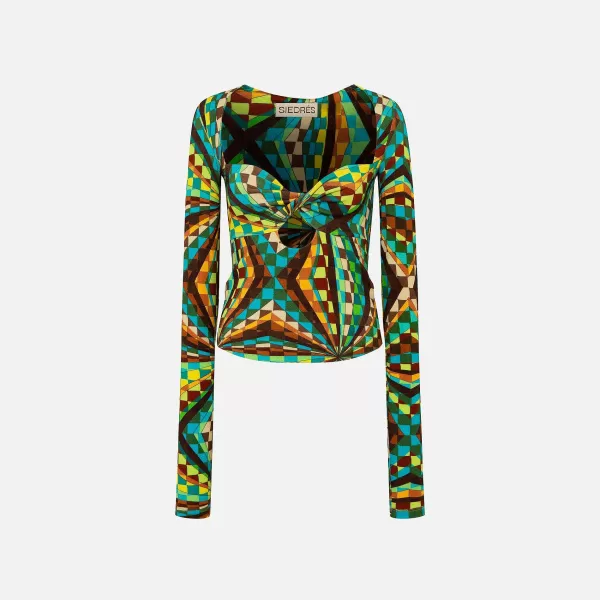 Divy Printed Knot Front Top | Siedres Sale