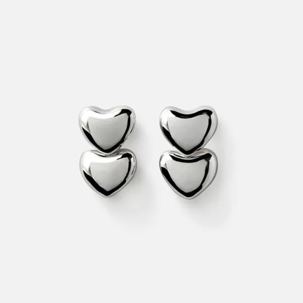 Dual Voluptuous Heart Earrings | Annika Inez Clearance
