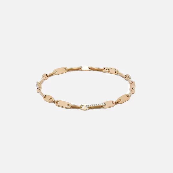 Monolinka 4Mm Bracelet In Yellow With White Diamond Edging | Maor Cheap