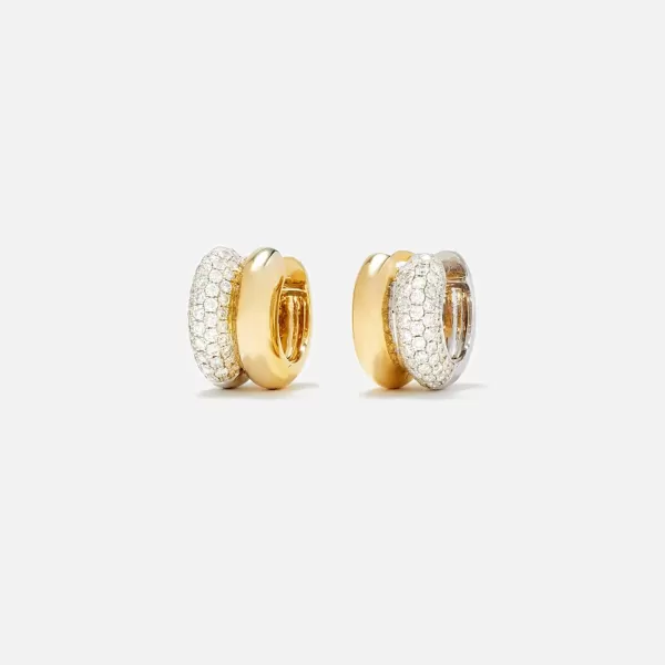 Paire De Mini Creoles Bouees Diamants Hoops | Yvonne Leon Online