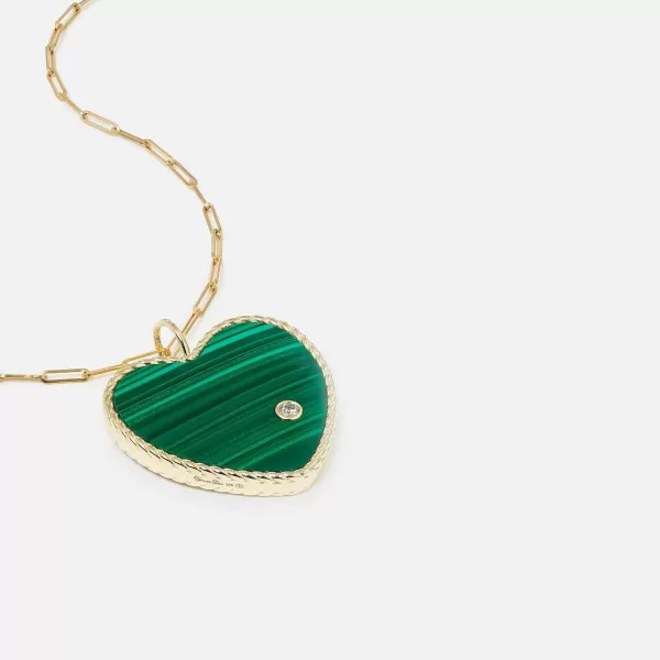 Pendentif Maxi Coeur Malachite Lapis Biface | Yvonne Leon Discount