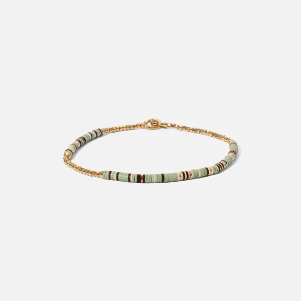 Shine #2 Bracelet In Turquoise Pattern Beads With 18K Yellow Gold Discs | Maor Hot