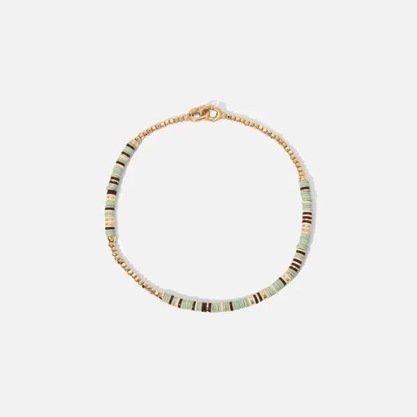 Shine #2 Bracelet In Turquoise Pattern Beads With 18K Yellow Gold Discs | Maor Hot