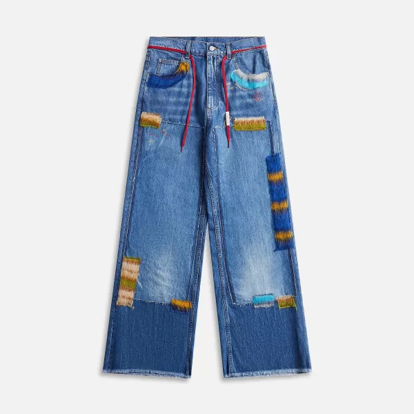 Stone Washed Organic Denim Mohair Trousers | Marni Best